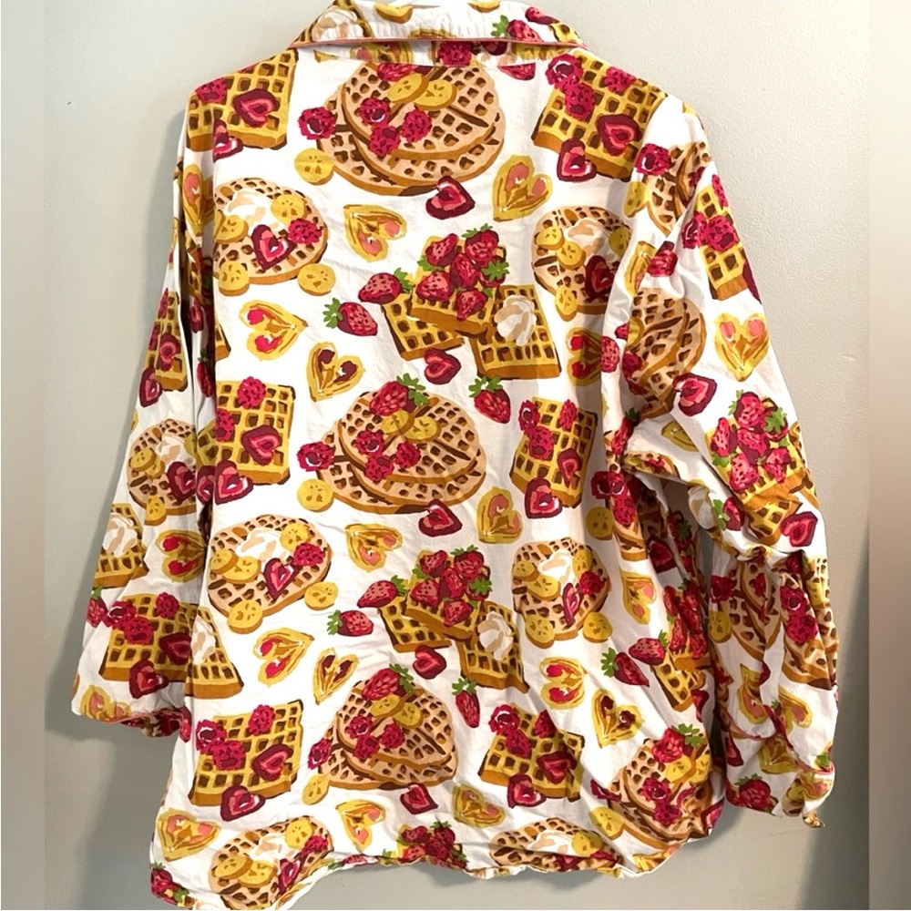 Printfresh Waffles in Bed 3x TOP ONLY Longsleeve Anthropologie Pajamas - Picture 4 of 7